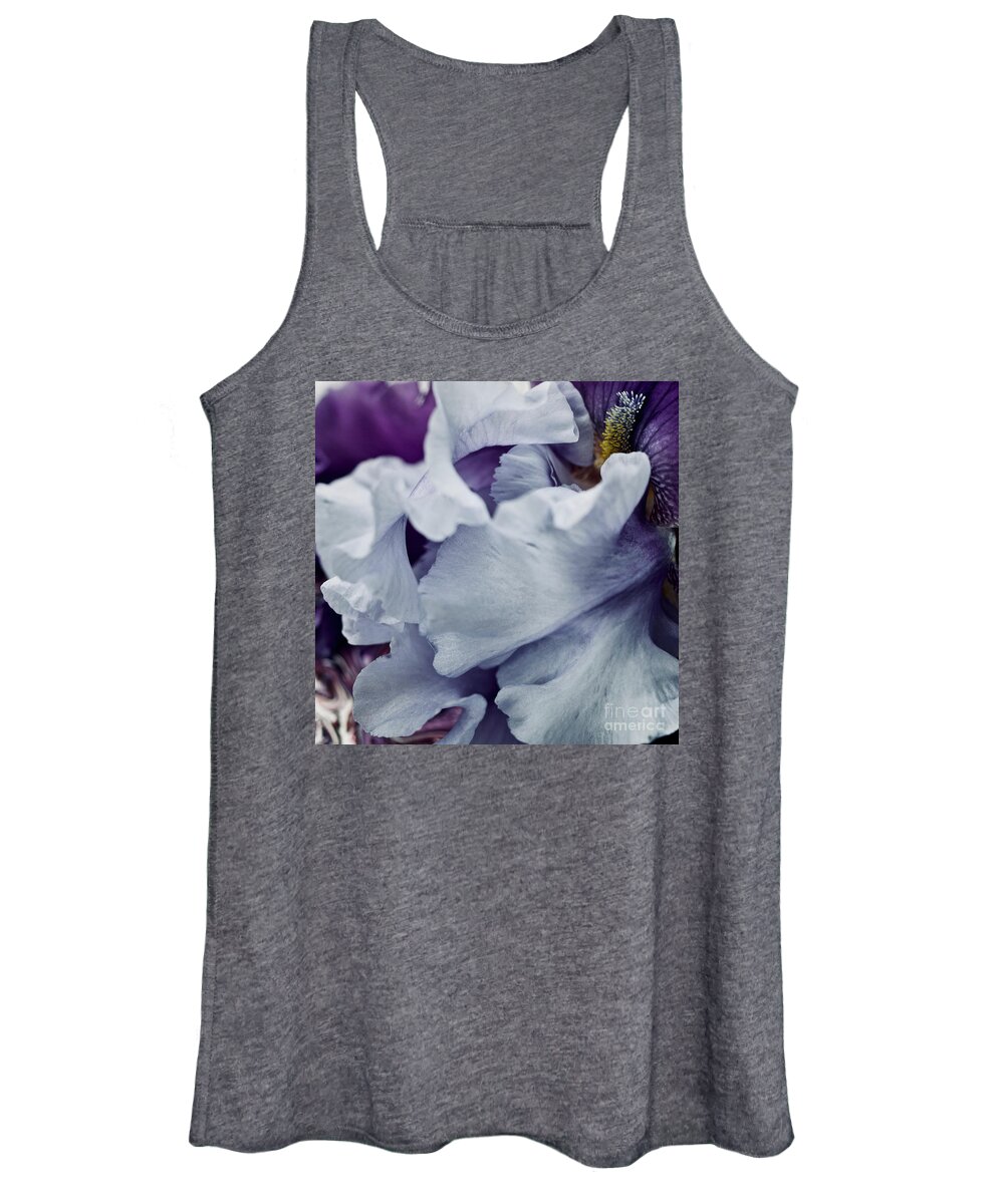 Iris Women's Tank Top featuring the photograph Purple Pleasures of the Iris Sq No. 5023 by Sherry Hallemeier