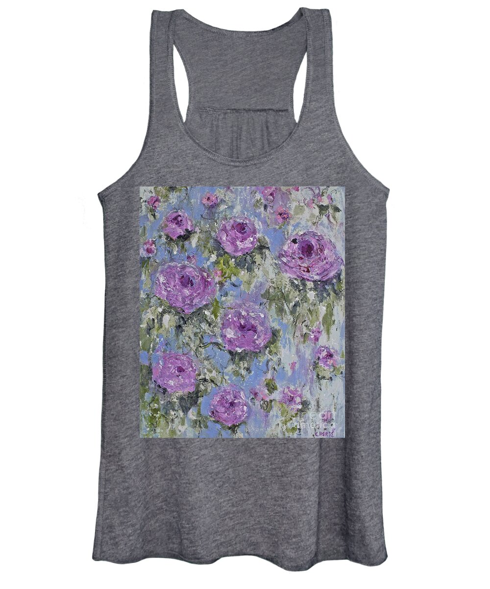 Purple Rose Women's Tank Top featuring the painting Purple Rose by Cherie Salerno