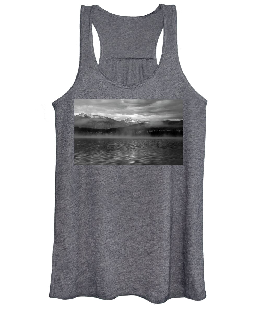 Black And White Mountain Lake Women's Tank Top featuring the photograph Pyramid Lake Black And White Reflection by Dan Sproul