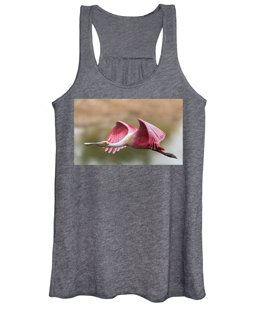 Roseate Spoonbill Women's Tank Top featuring the photograph Quest for Nest Material by Puttaswamy Ravishankar
