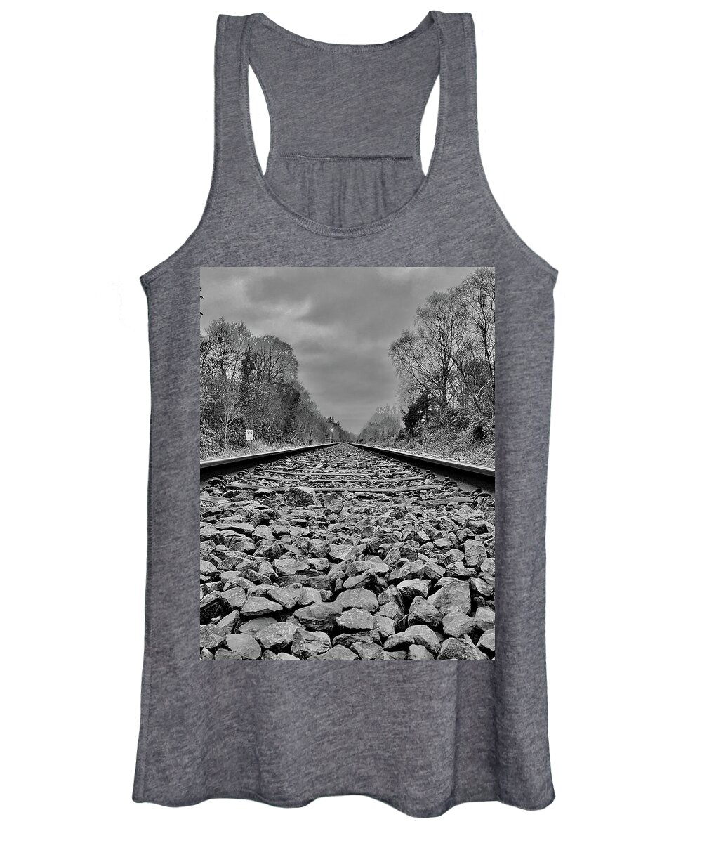 Mote Park Women's Tank Top featuring the photograph Rail to Perspective by Six Months Of Walking