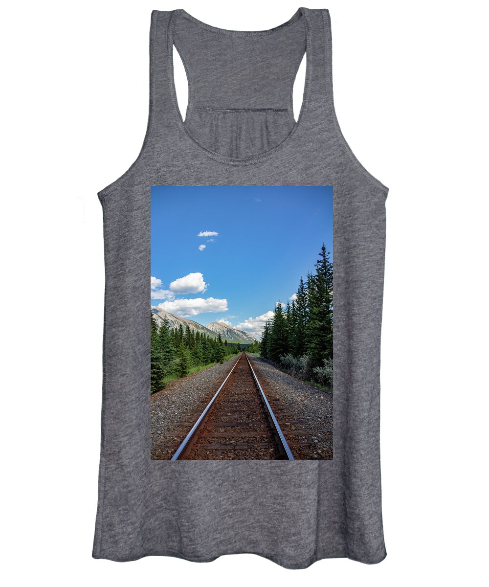 Mountains Women's Tank Top featuring the photograph Railway through the Rockies by Cindy Robinson
