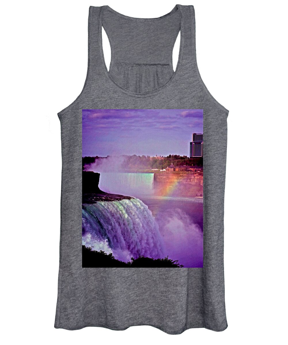 Rainbow Women's Tank Top featuring the photograph Rainbow over the Niagara Falls by Bess Carter