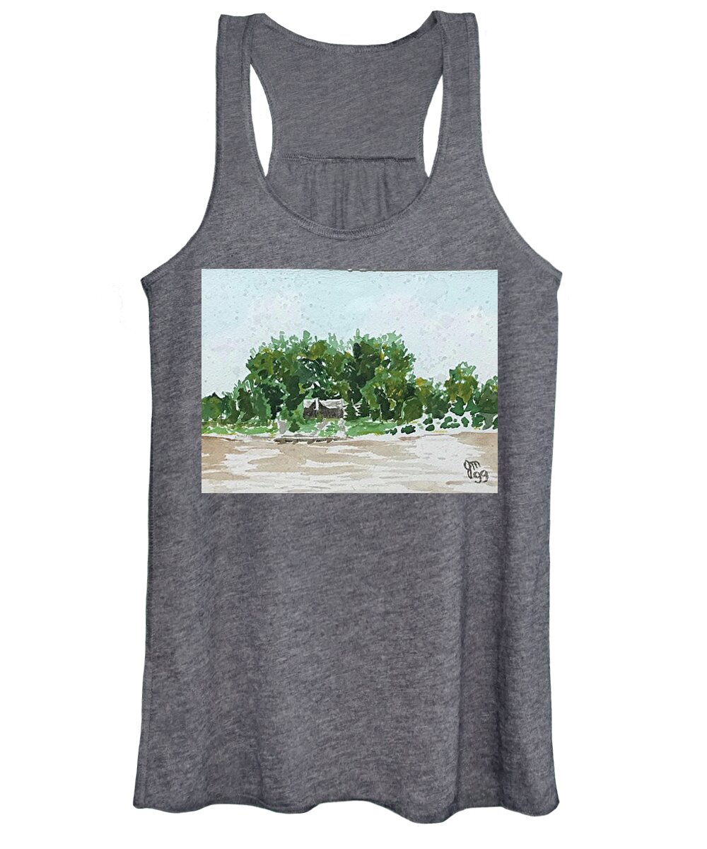  Women's Tank Top featuring the painting Rainy Day at Laurel Lake by John Macarthur