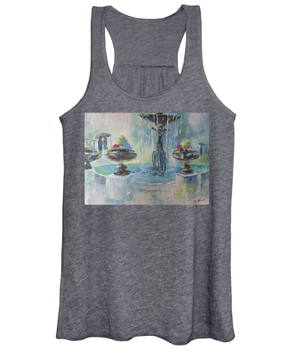 Nyc Women's Tank Top featuring the painting Rainy Day in the Park by ML McCormick