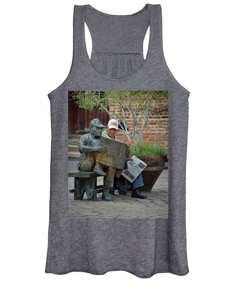 Cuba Women's Tank Top featuring the photograph Reading with my Twin by M Kathleen Warren