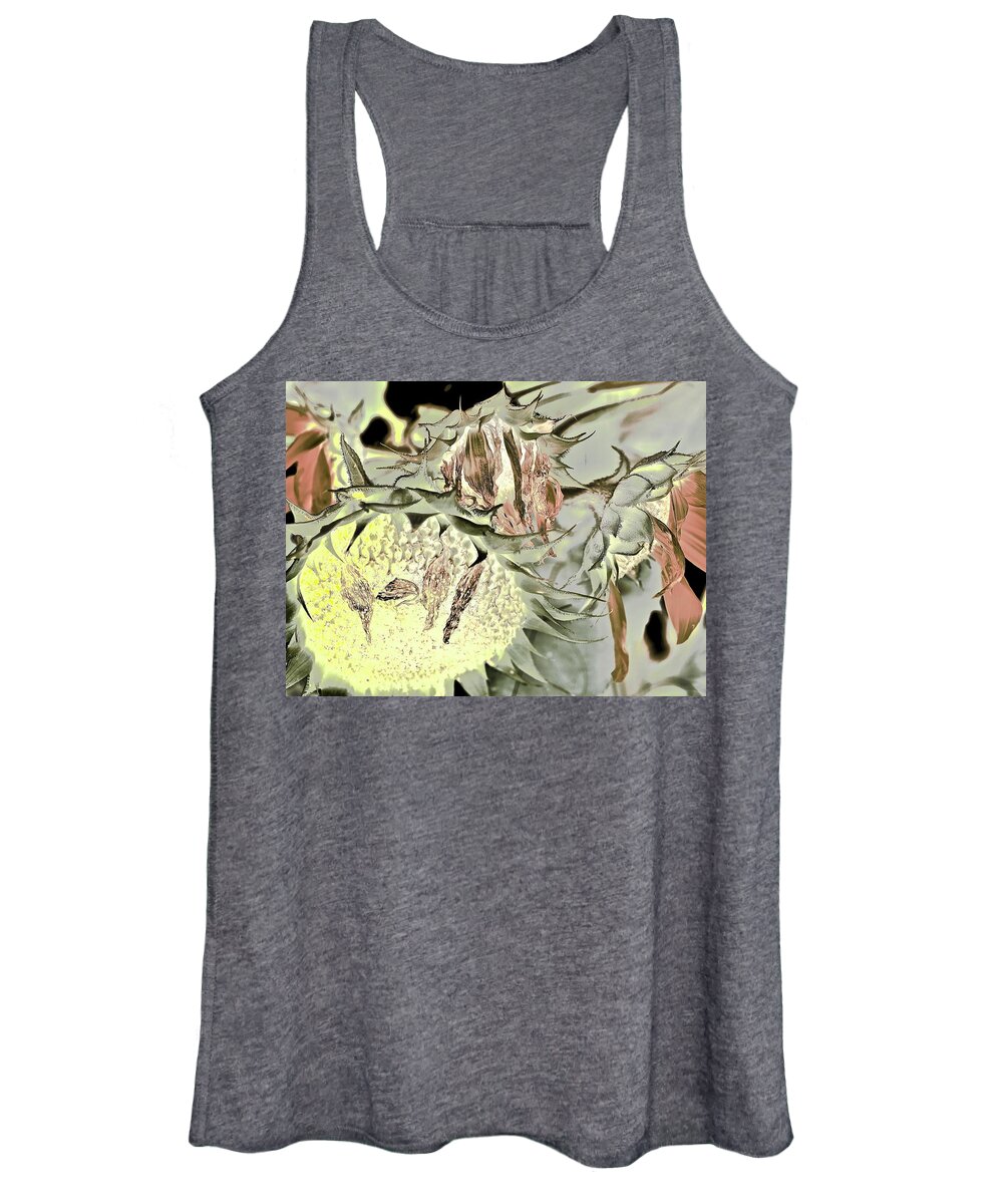 Sunflowers Women's Tank Top featuring the mixed media Season's Place by Alida M Haslett