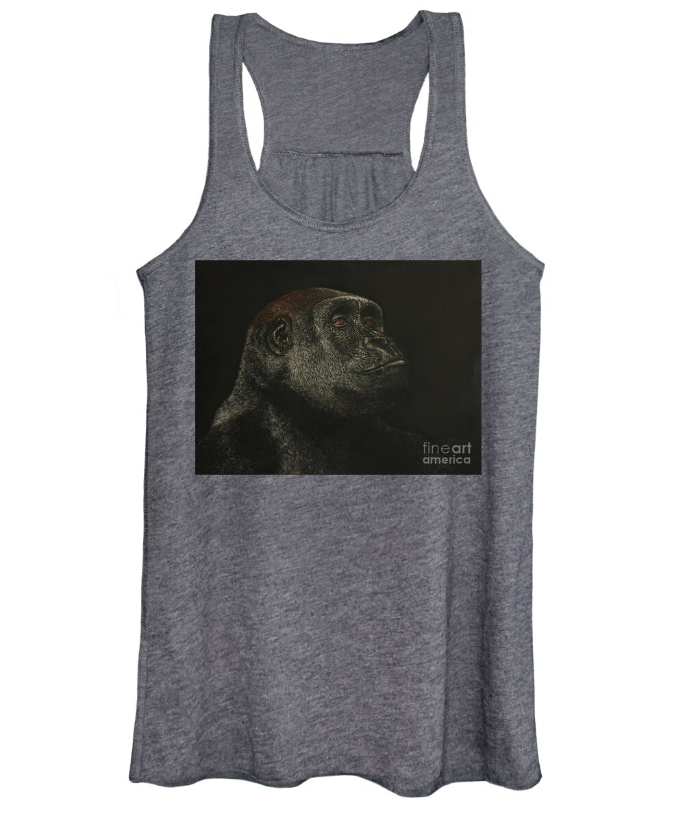 Gorilla Women's Tank Top featuring the painting Really ? by Bob Williams