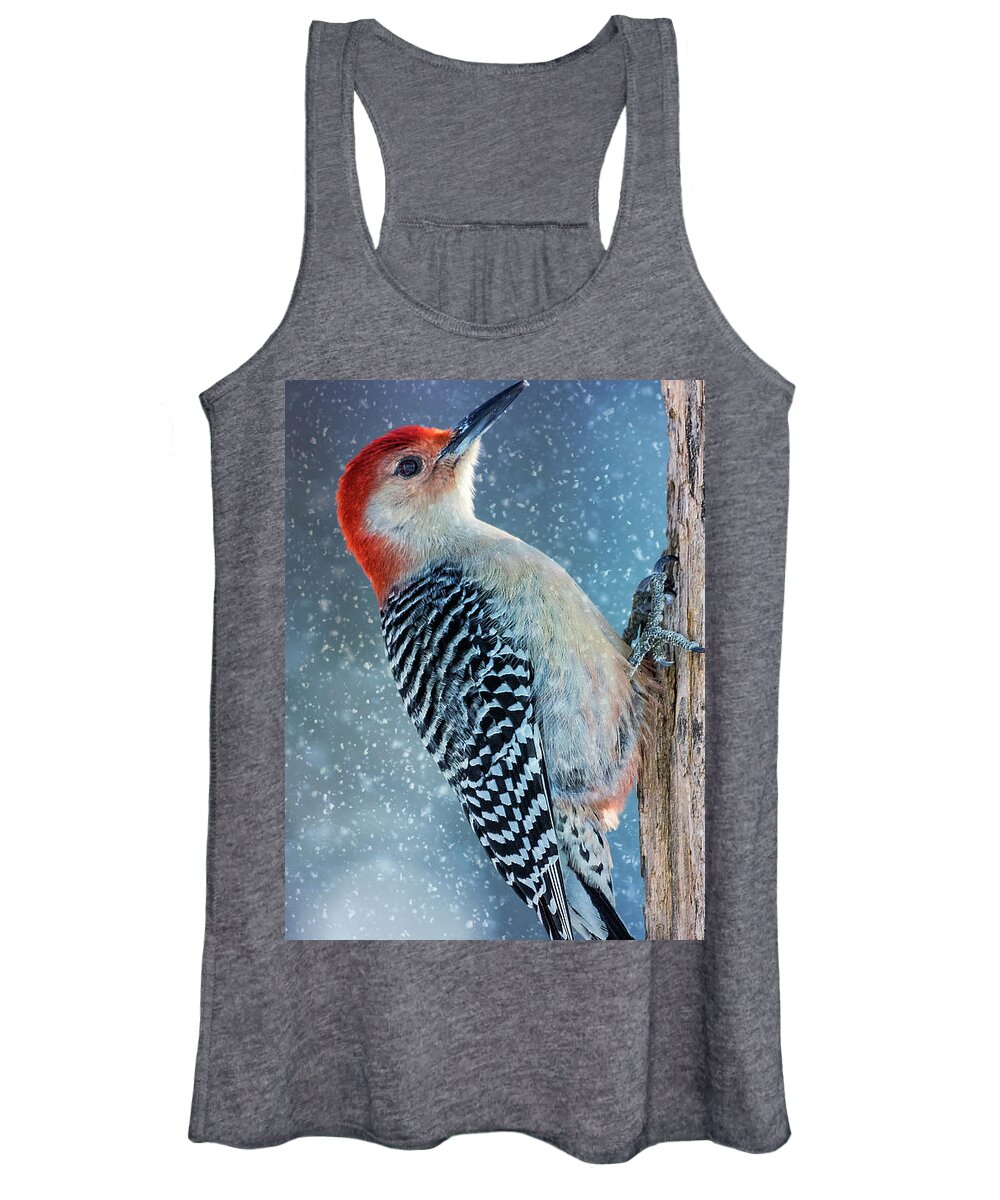 Tree Women's Tank Top featuring the photograph Red-Belly Snowy Tree by Bill and Linda Tiepelman