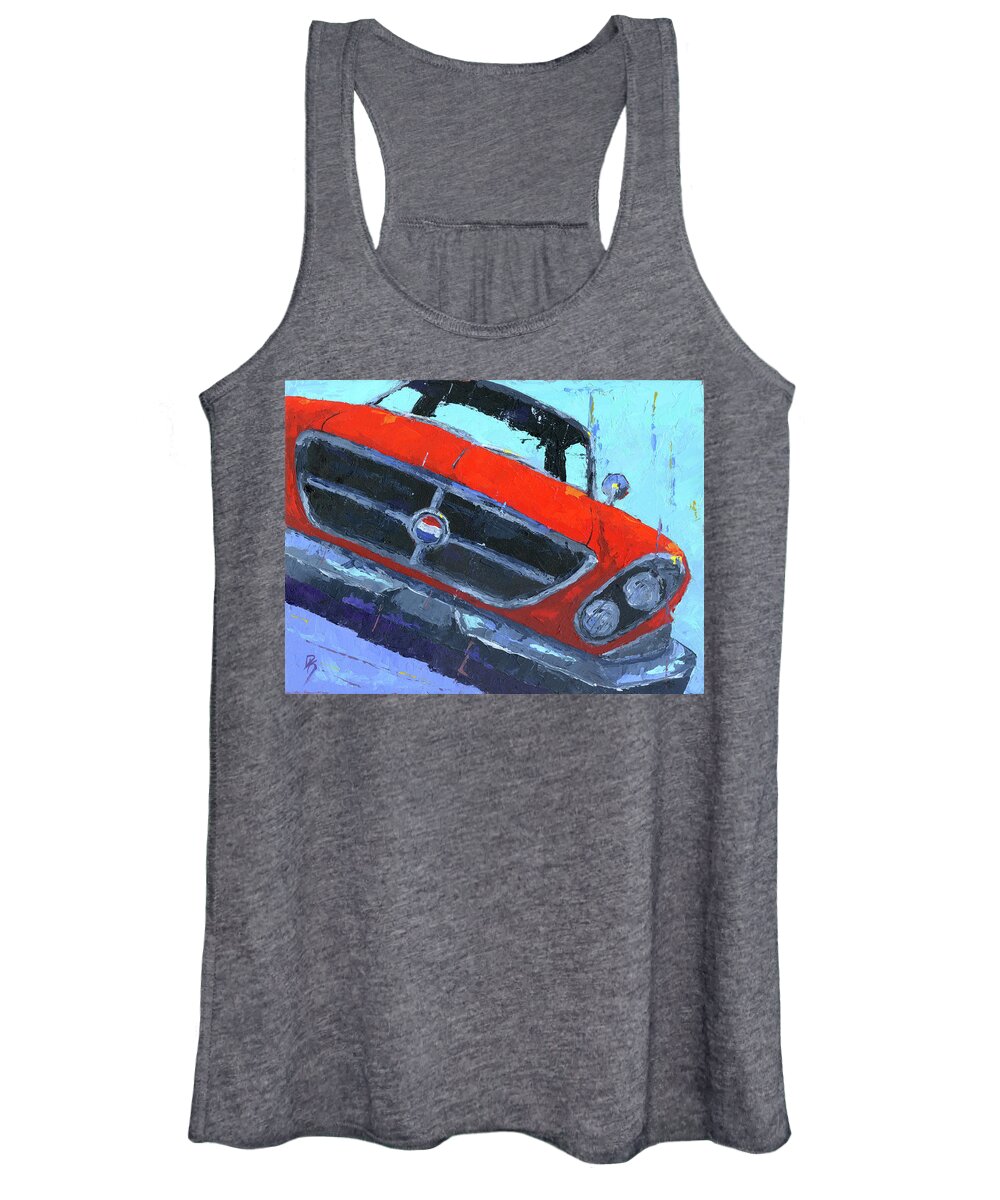 Chrysler Women's Tank Top featuring the painting Red Chrysler 300 by David King Studio