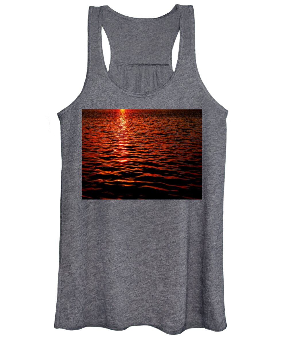 River Women's Tank Top featuring the photograph Red River at Sunset by Linda Stern