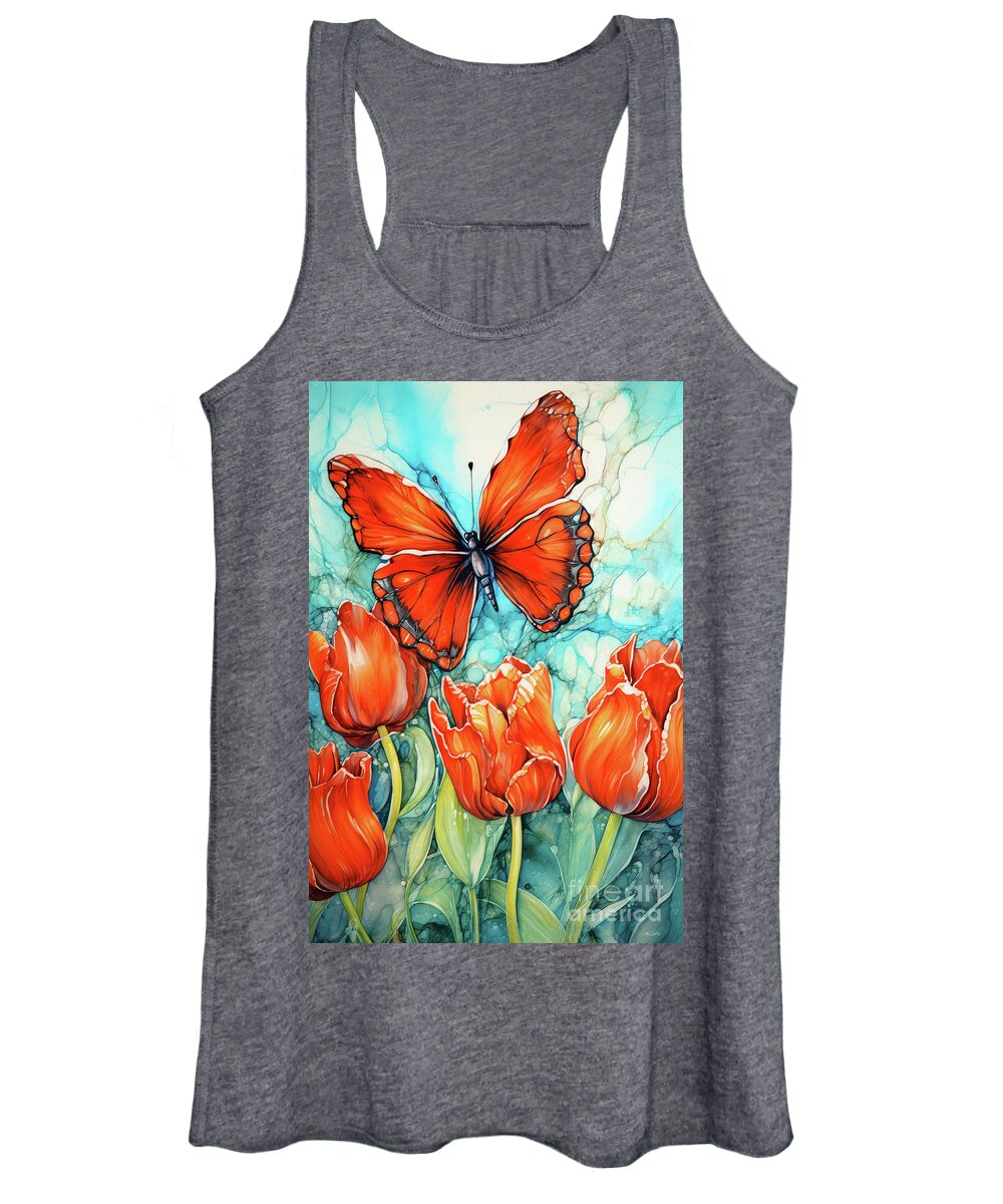 Red Tulips Women's Tank Top featuring the painting Red Tulip Rapture by Tina LeCour