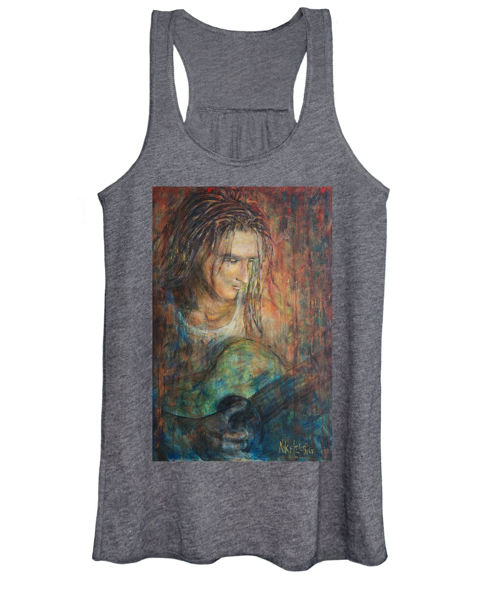 Man With Dreadlocks Women's Tank Top featuring the painting Redemption Songs by Nik Helbig