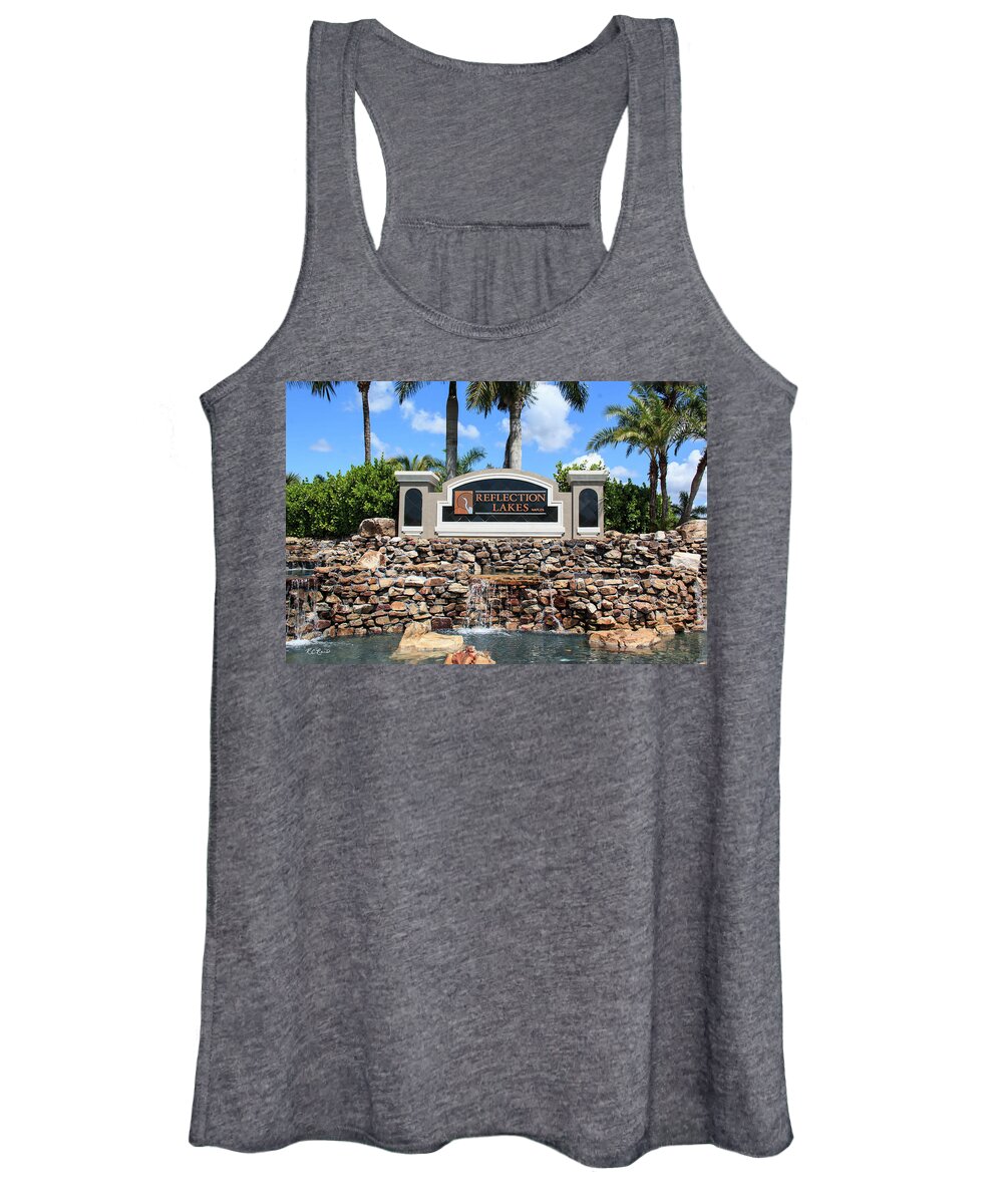 Office Women's Tank Top featuring the photograph Reflection Lakes - Waterfall Entrance Way 01 by Ronald Reid