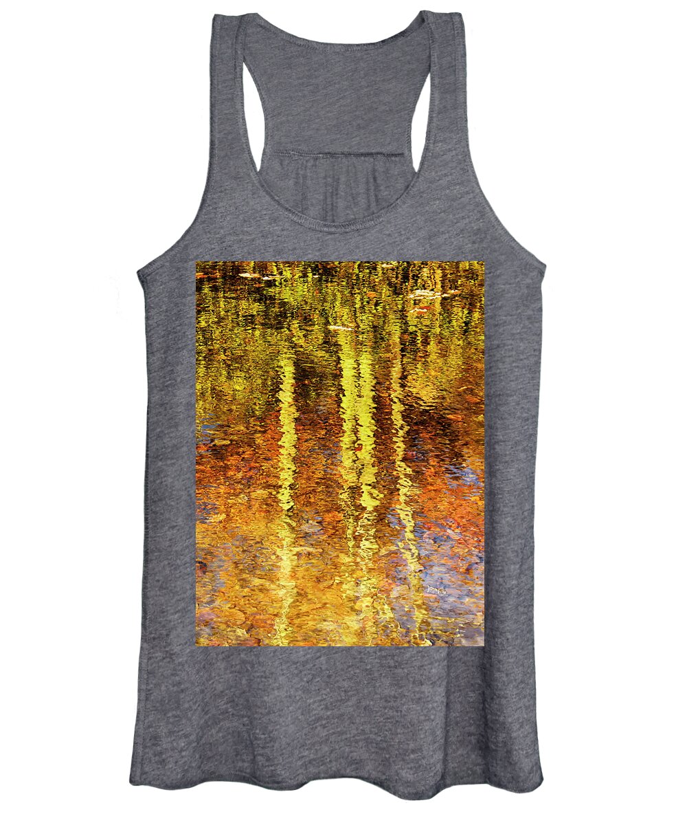 Abstract Women's Tank Top featuring the photograph Reflection of Fall Trees by Charles Floyd