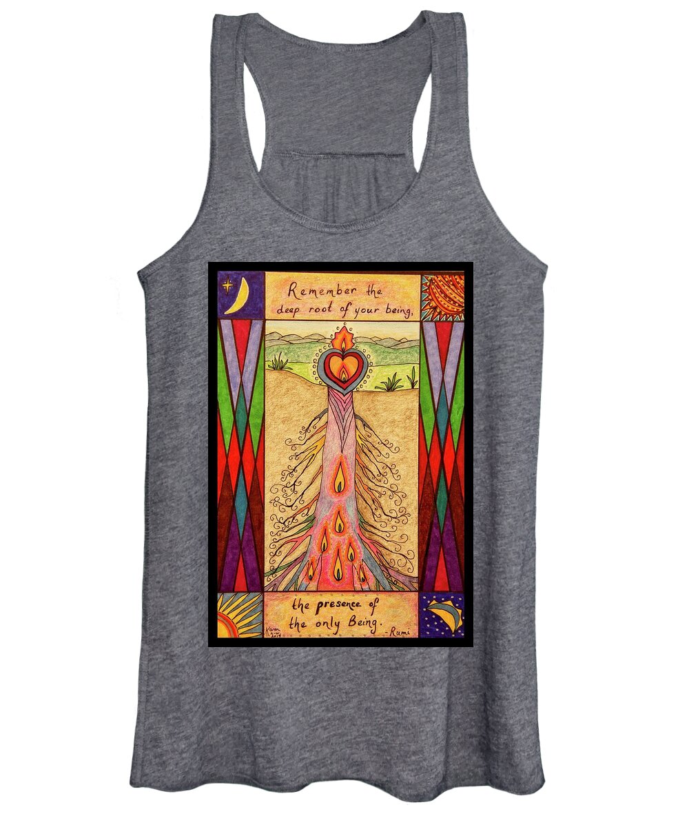 Rumi Women's Tank Top featuring the drawing Remember the Deep Root by Karen Nice-Webb