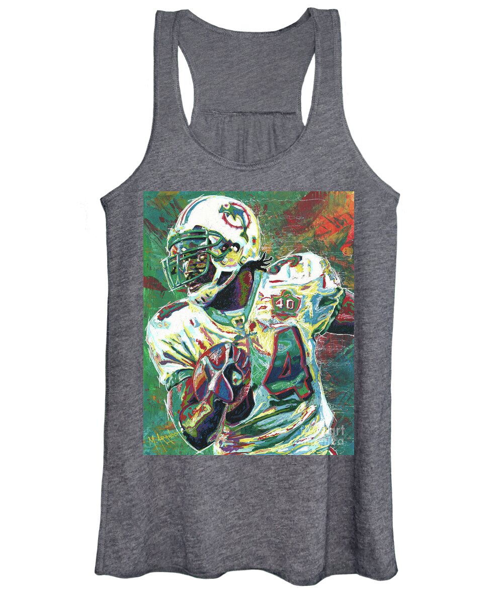 Ricky Williams Women's Tank Top featuring the painting Ricky Williams by Maria Arango