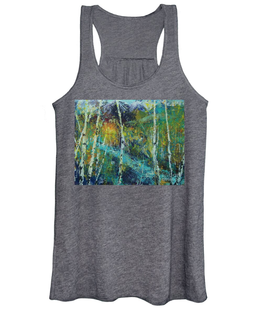 Landscape Women's Tank Top featuring the painting River Birch by Jeanette French