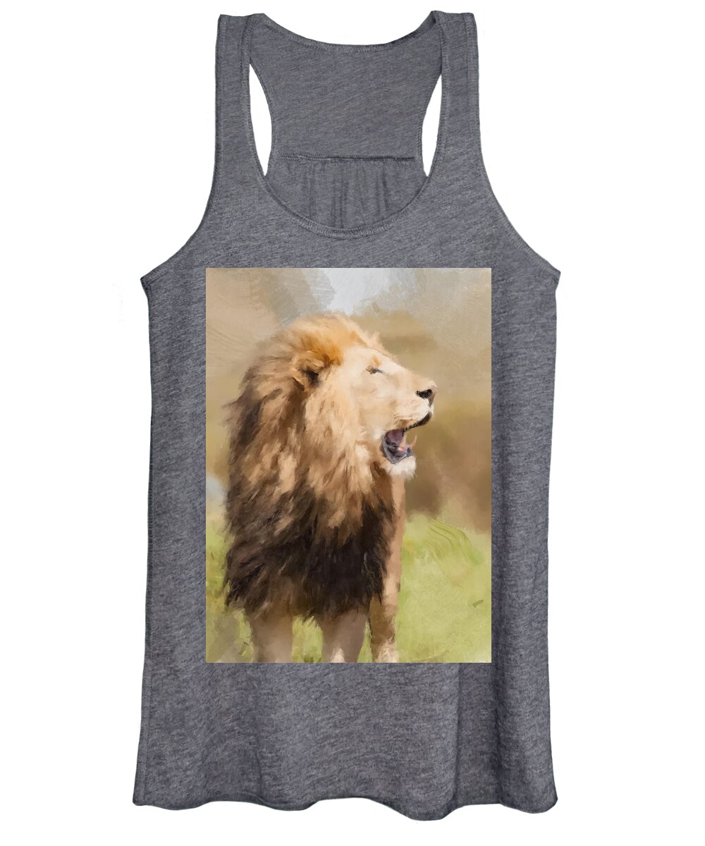 Lion Women's Tank Top featuring the painting Roar by Gary Arnold