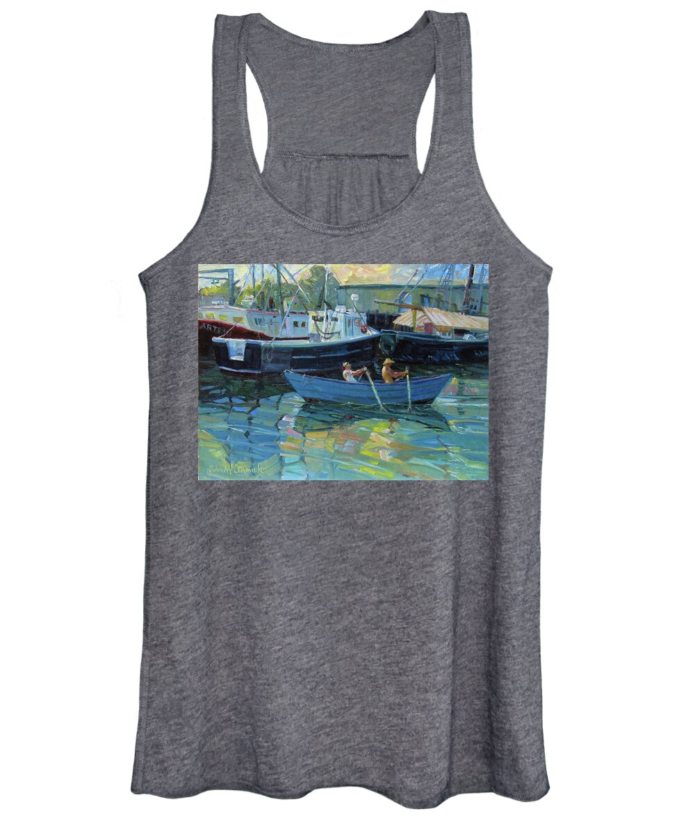 Dory Women's Tank Top featuring the painting Rowing Smith Cove by John McCormick