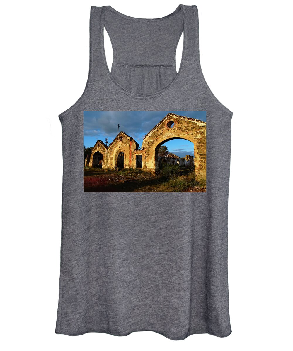 Mertola Women's Tank Top featuring the photograph Ruins of the abandoned mine of Sao Domingos. Portugal by Angelo DeVal