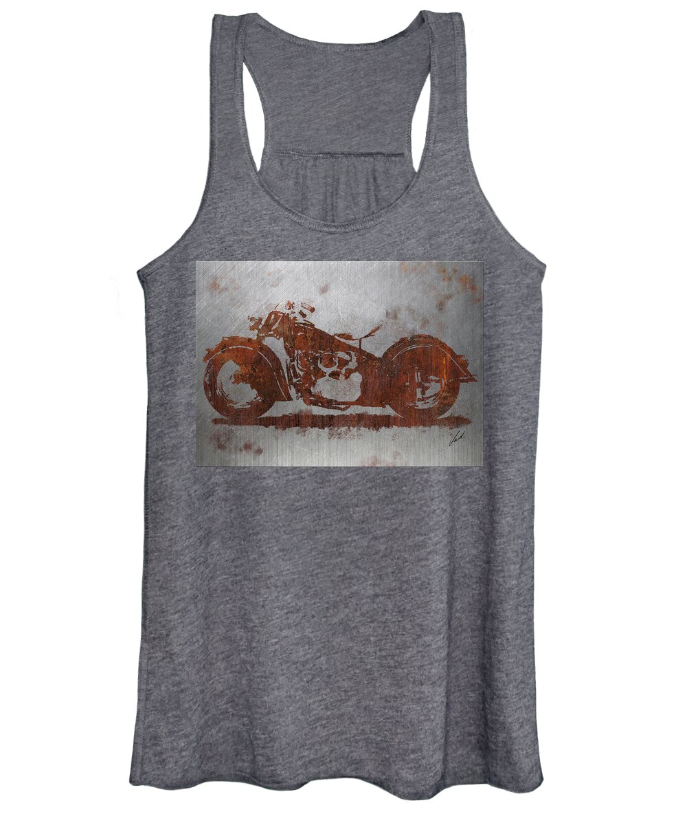 Rust Women's Tank Top featuring the mixed media Rust Indian Classic motorcycle by Vart Studio