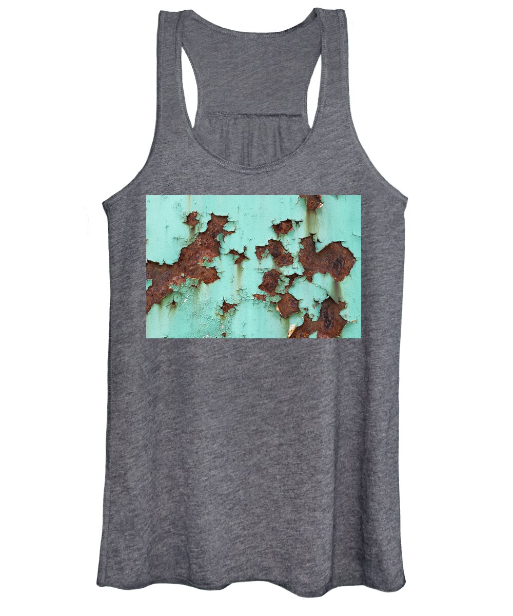 Metal Women's Tank Top featuring the photograph Rusty Metal Background With Peeling Paint by Artur Bogacki