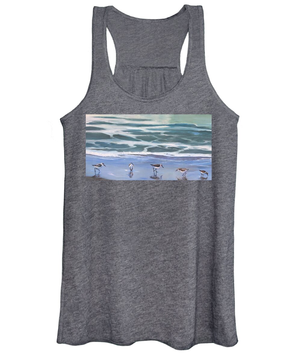 Sandpipers Women's Tank Top featuring the painting Sandpipers by Judy Rixom