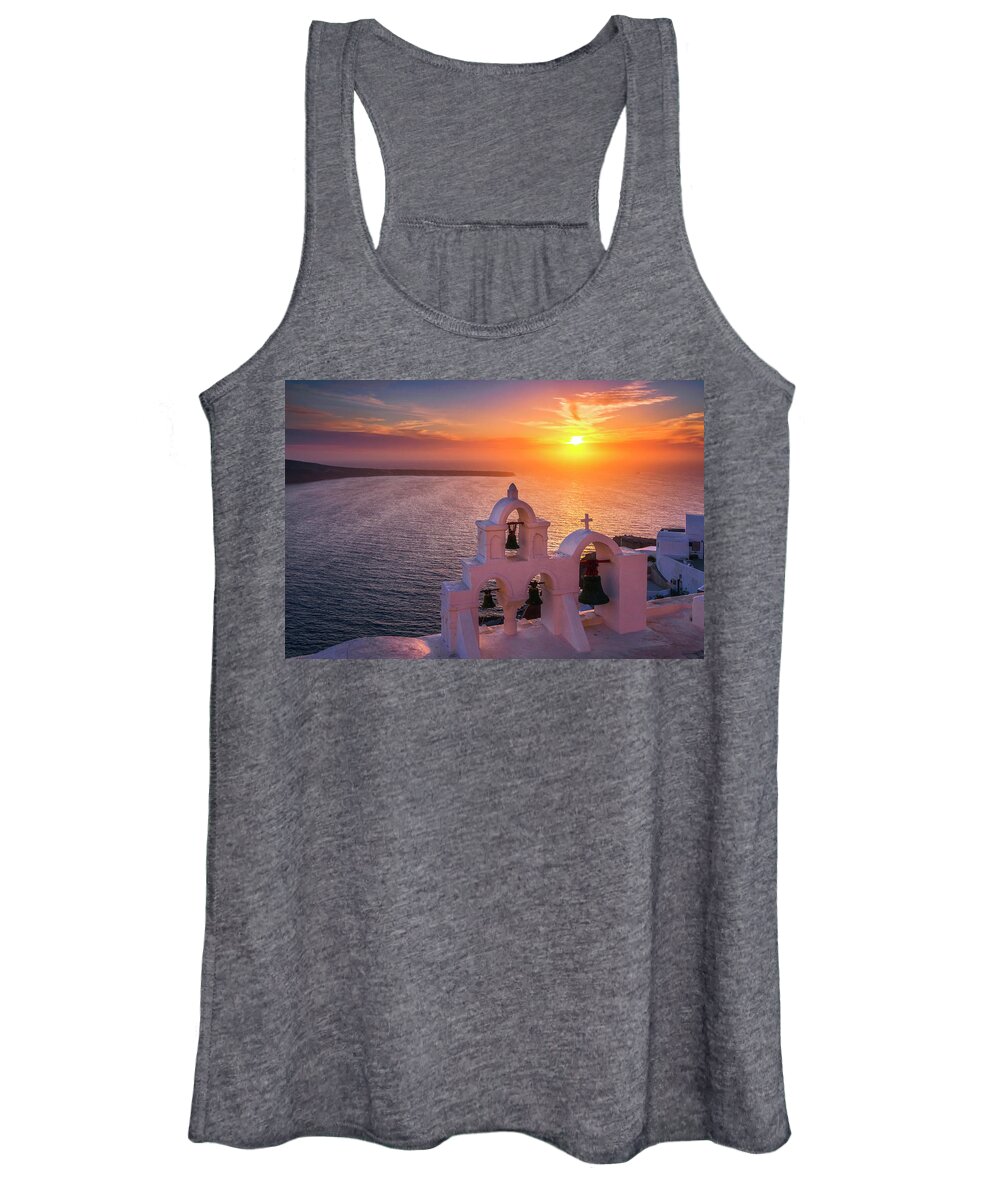 Greece Women's Tank Top featuring the photograph Santorini Sunset by Evgeni Dinev