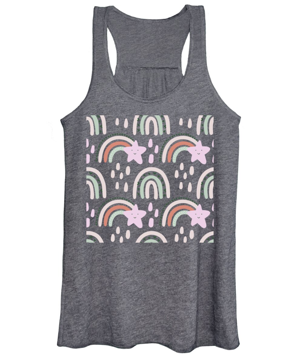 Cityscape Women's Tank Top featuring the painting Scandinavian Rainbow Pattern by Celestial Images