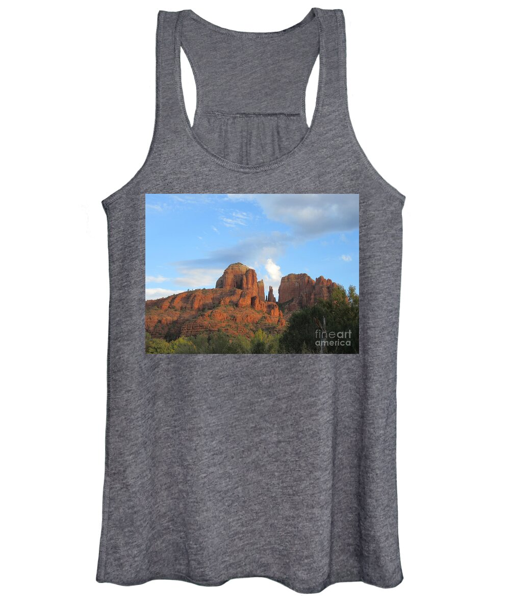 Sedona Women's Tank Top featuring the photograph Sedona Cathedral Rock Glowing by Mars Besso