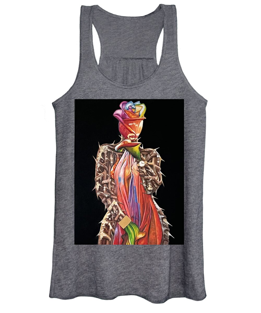Flowers Women's Tank Top featuring the painting SENSUALITY3 The Glamour and The Thorns by O Yemi Tubi