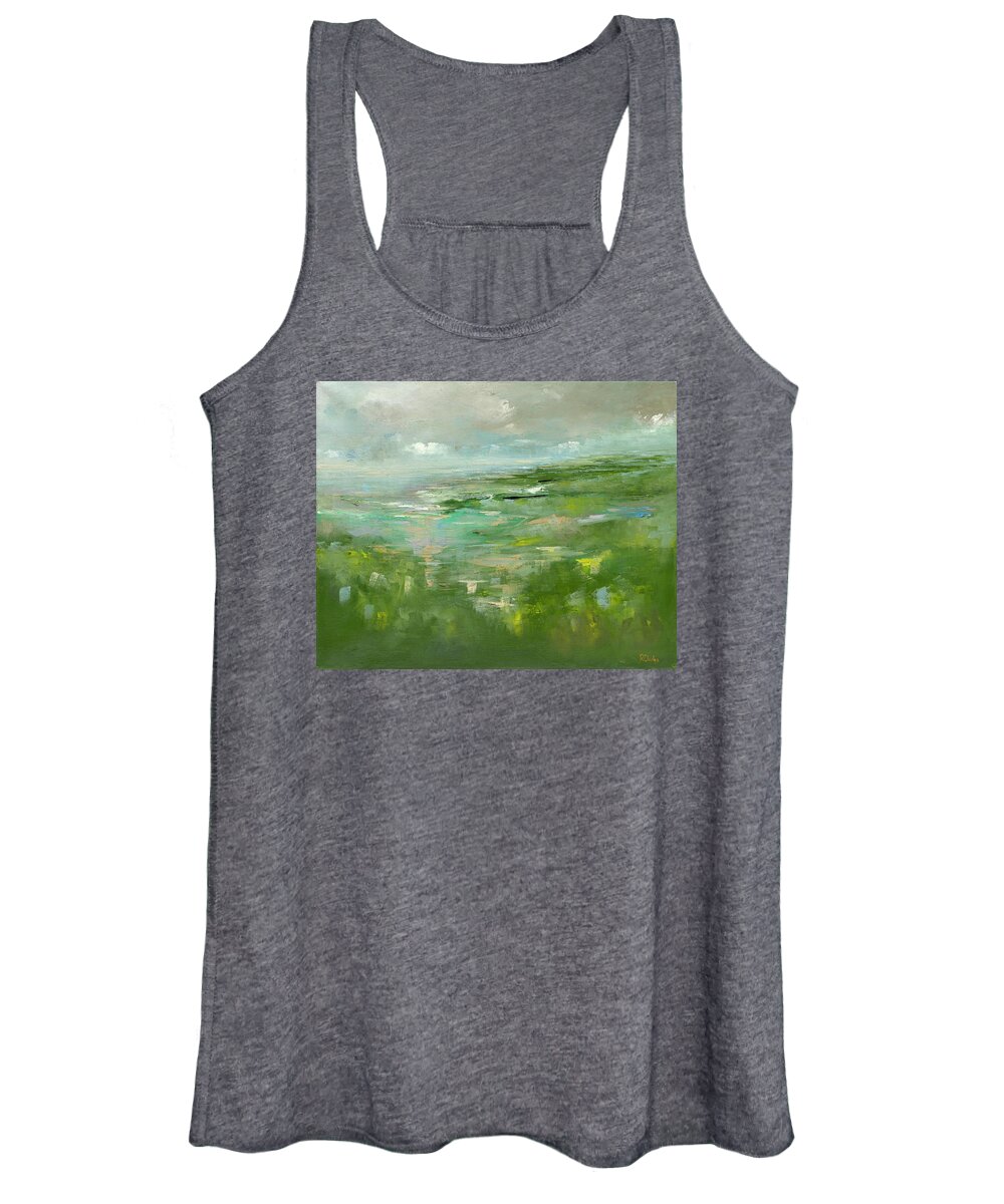 Landscape Women's Tank Top featuring the painting Shoreline by Roger Clarke