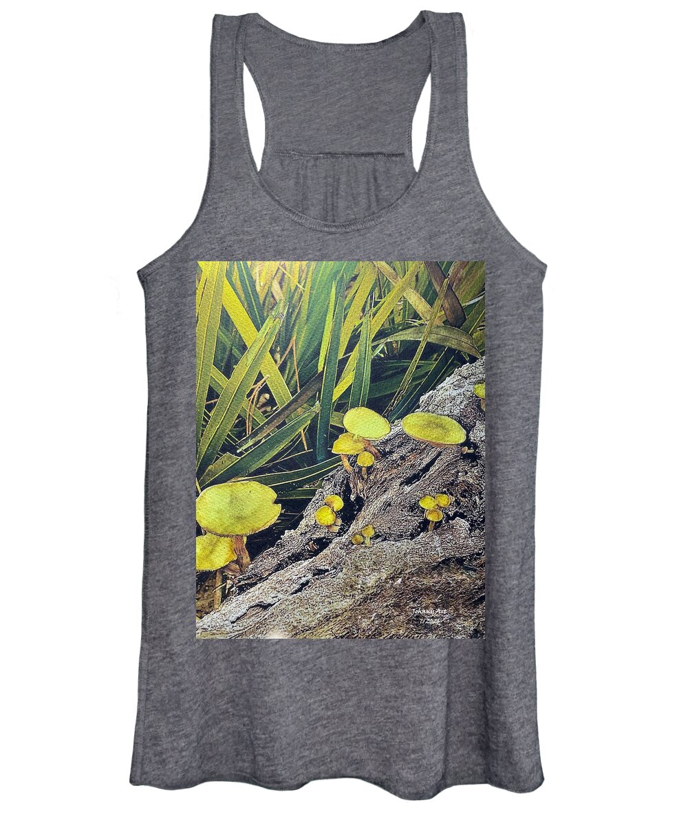 Princess Place Preserve Flagler County Florida Usa John Anderson Women's Tank Top featuring the mixed media Shrooms 3 by John Anderson