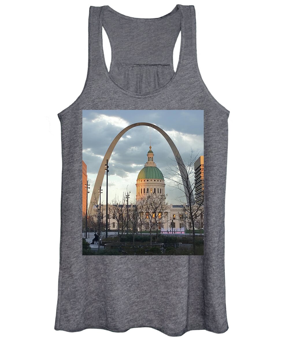 St. Louis Mo Women's Tank Top featuring the photograph Alone by the Gateway by Stoneworks Imagery