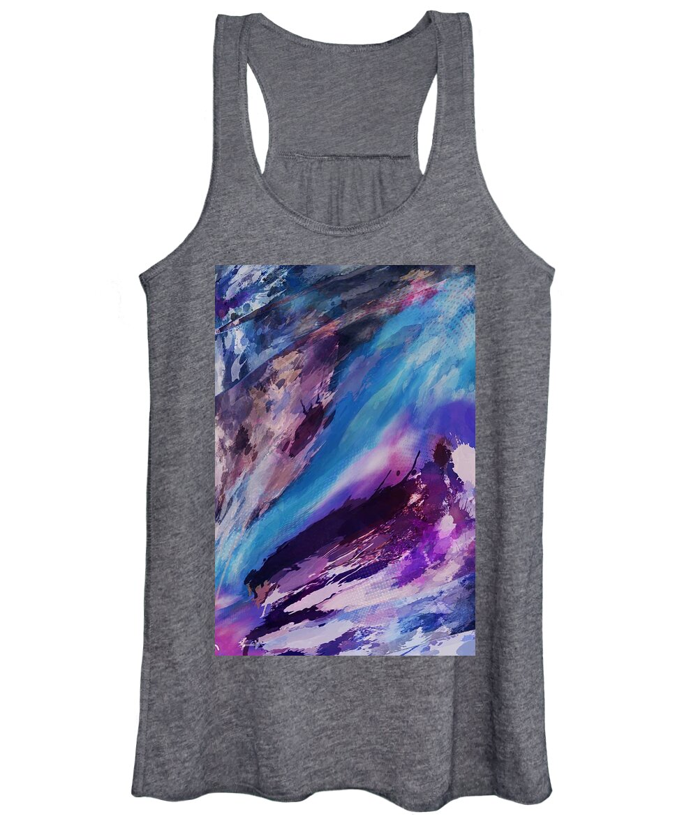 Blue Women's Tank Top featuring the mixed media Smear Abs Tac by Jeremy Lyman