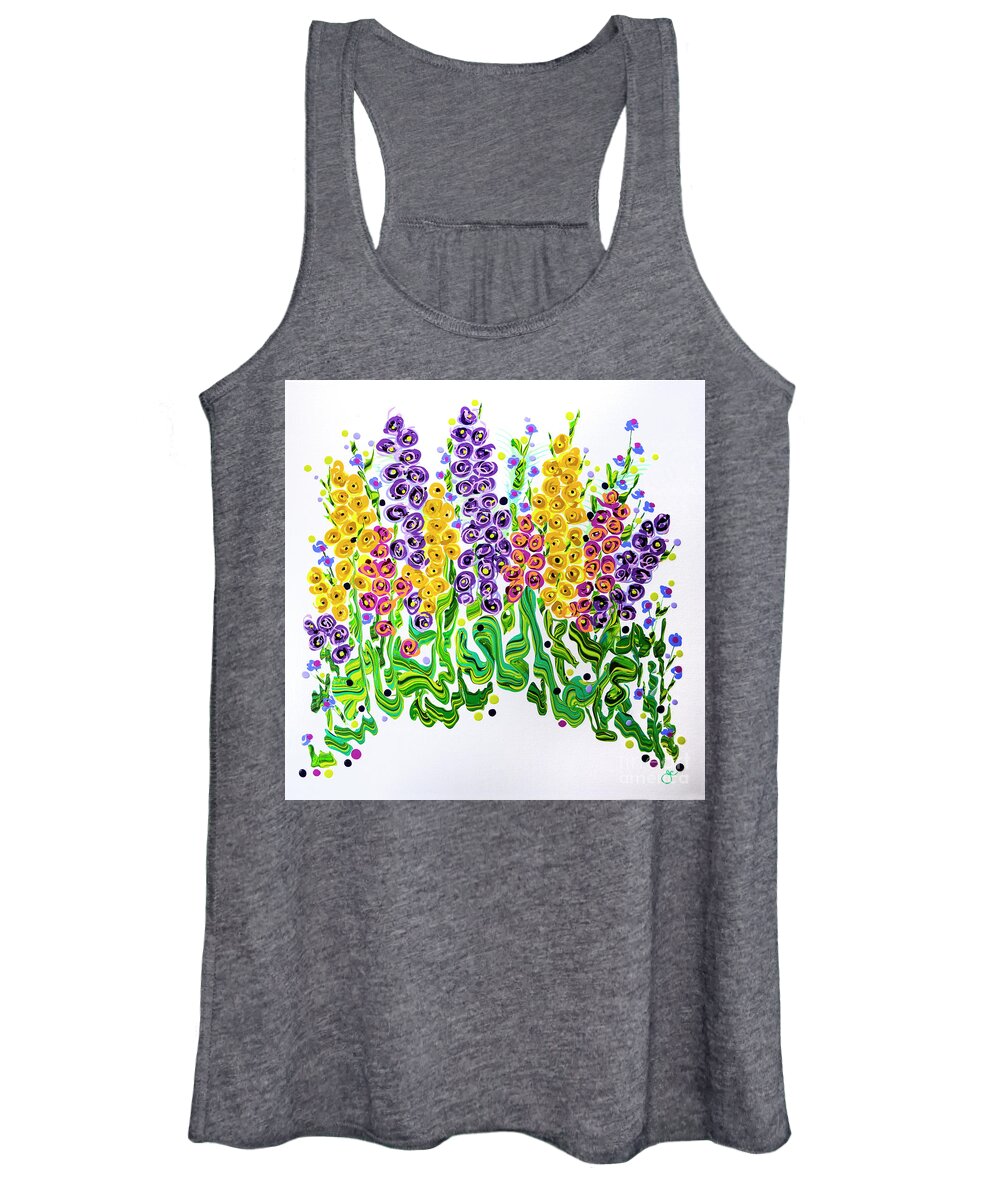 Flower Painting Women's Tank Top featuring the painting Snaps Gone Wild by Jane Arlyn Crabtree
