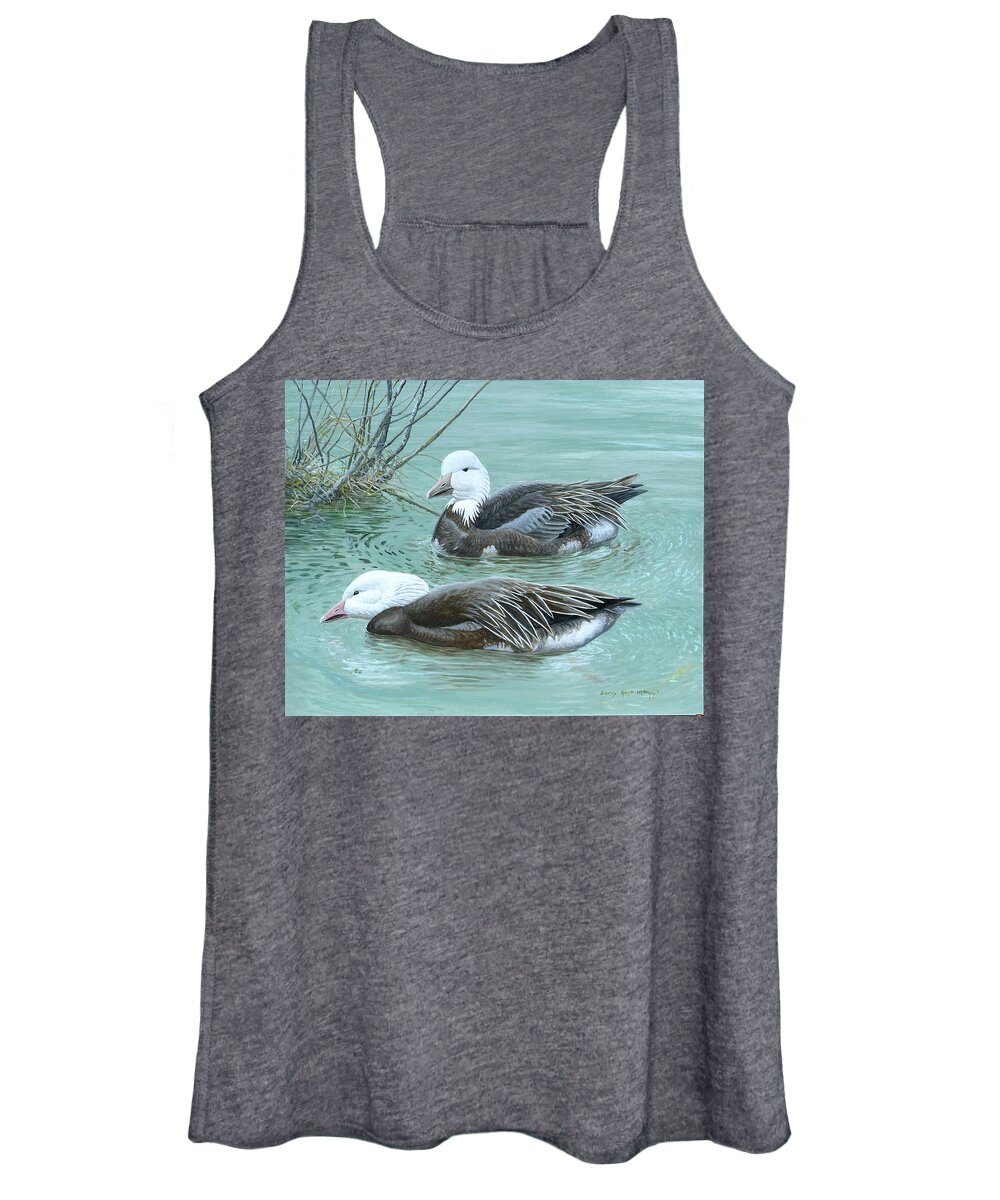 Snow Goose Women's Tank Top featuring the painting Snow Geese, Blue Morph by Barry Kent MacKay