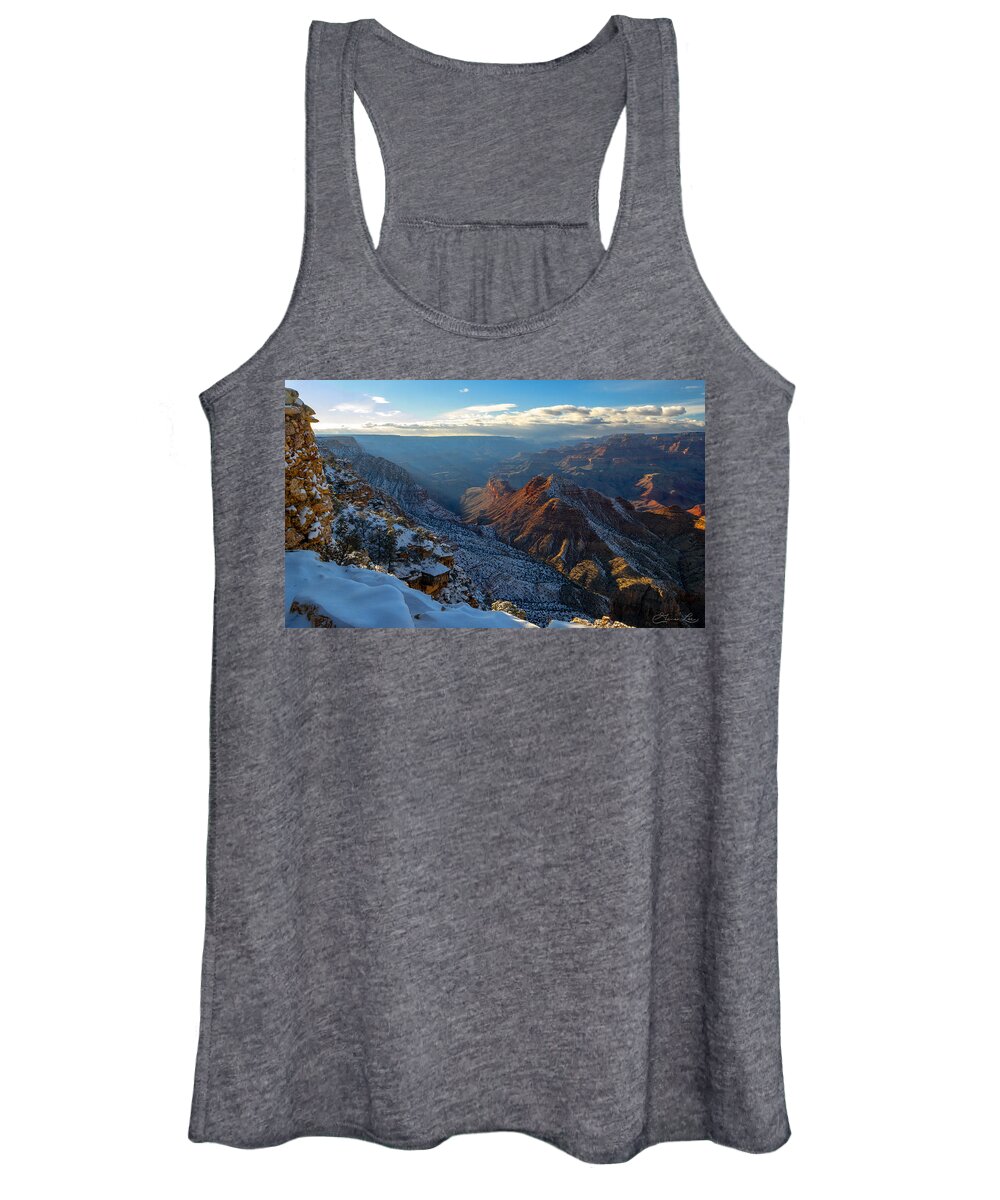 Snow Snowy Grand Canyon Winter Landscape Arizona Fstop101 Women's Tank Top featuring the photograph Snowy Grand Canyon by Geno Lee