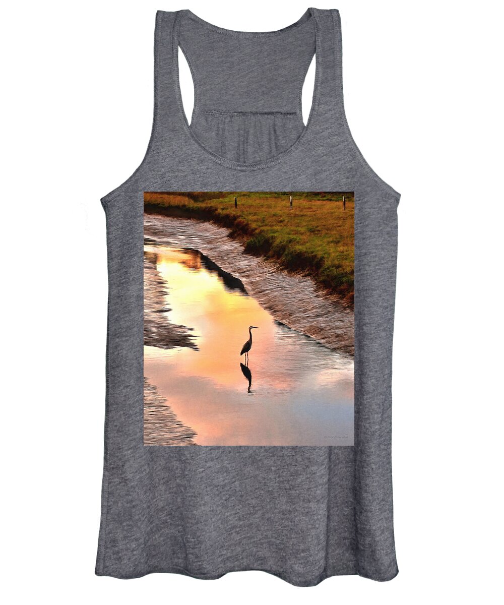 Great Blue Heron Women's Tank Top featuring the photograph Solitude by Brian Tada