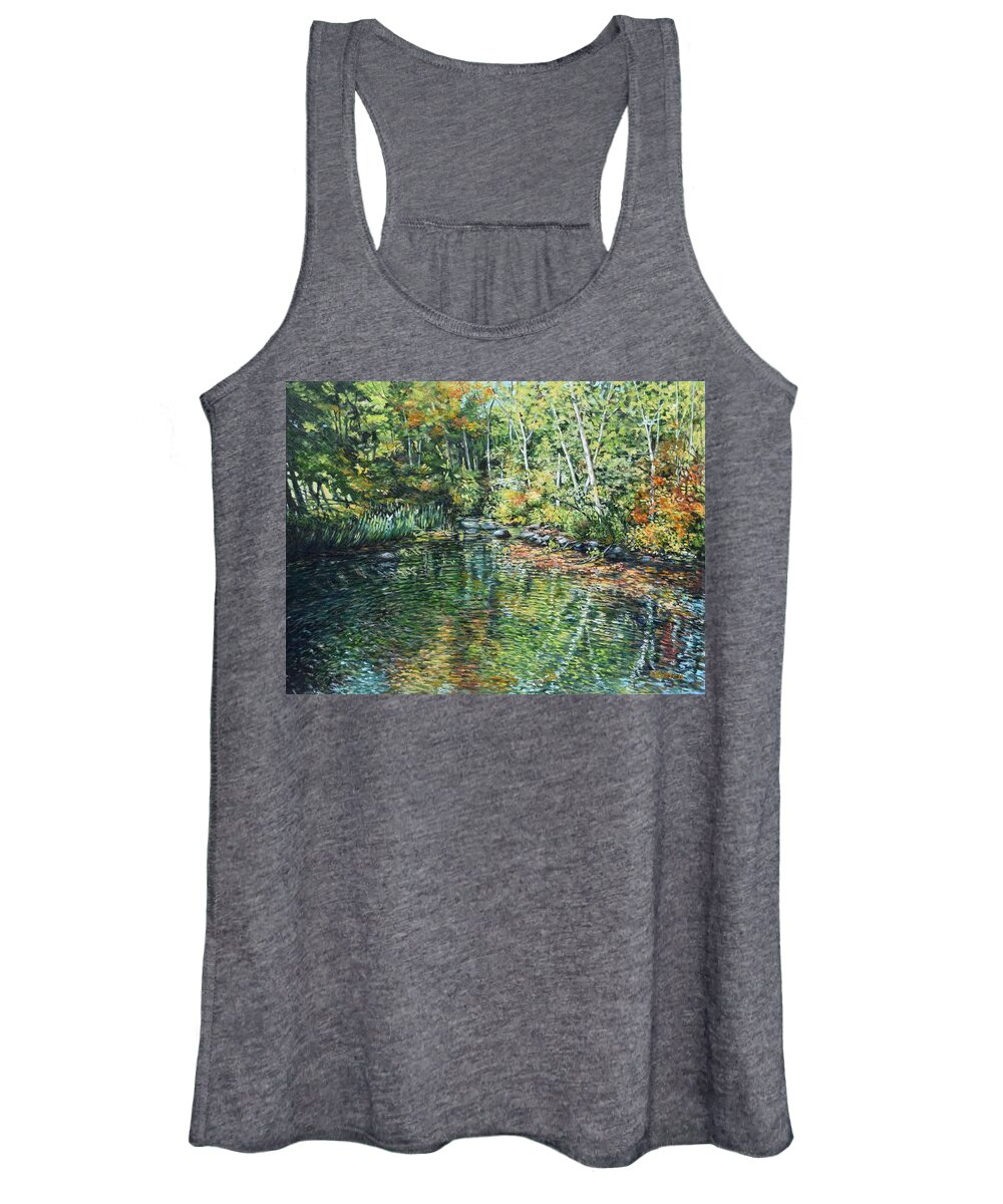 Maine Women's Tank Top featuring the painting Somes Brook, From The Footbridge by Eileen Patten Oliver