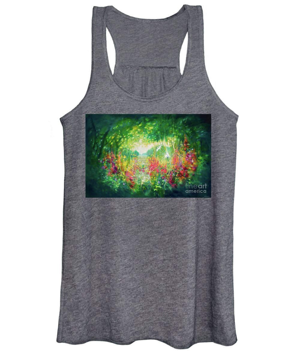 Gill Bustamante Paintings Expressionist Seascapes Women's Tank Top featuring the painting Song of August by Gill Bustamante
