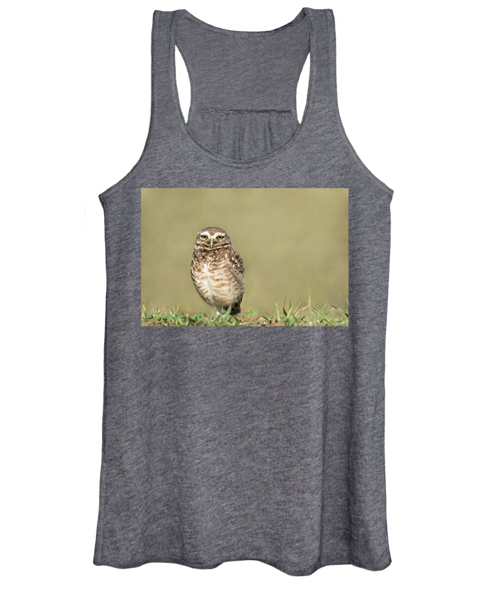 Amazon Women's Tank Top featuring the photograph Southern Burrowing Owl by Linda Villers