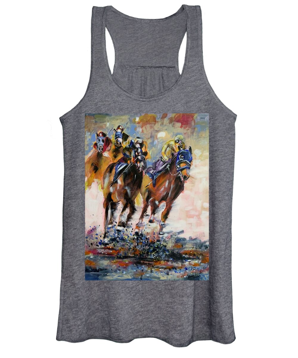 Southwell Women's Tank Top featuring the painting Southwell Races by Ann Leech