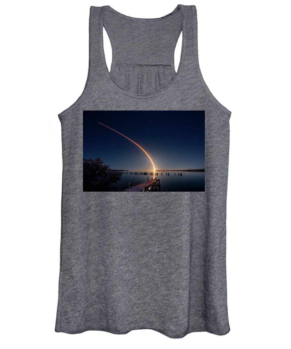 Spacex Women's Tank Top featuring the photograph SpaceX Falcon 9 Night Launch by Norman Peay
