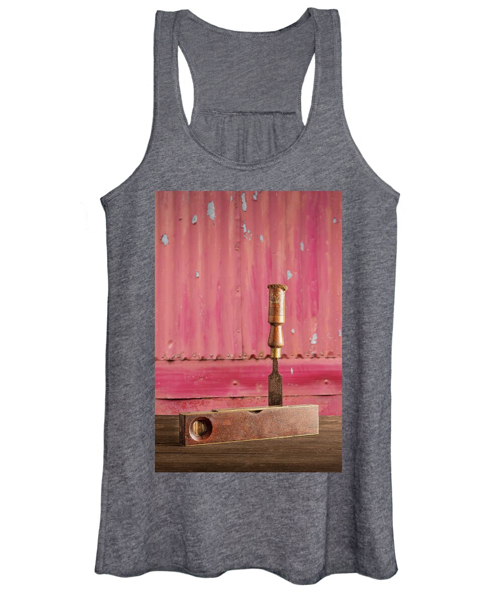 Plane Women's Tank Top featuring the photograph Spirit level and chisel by Average Images