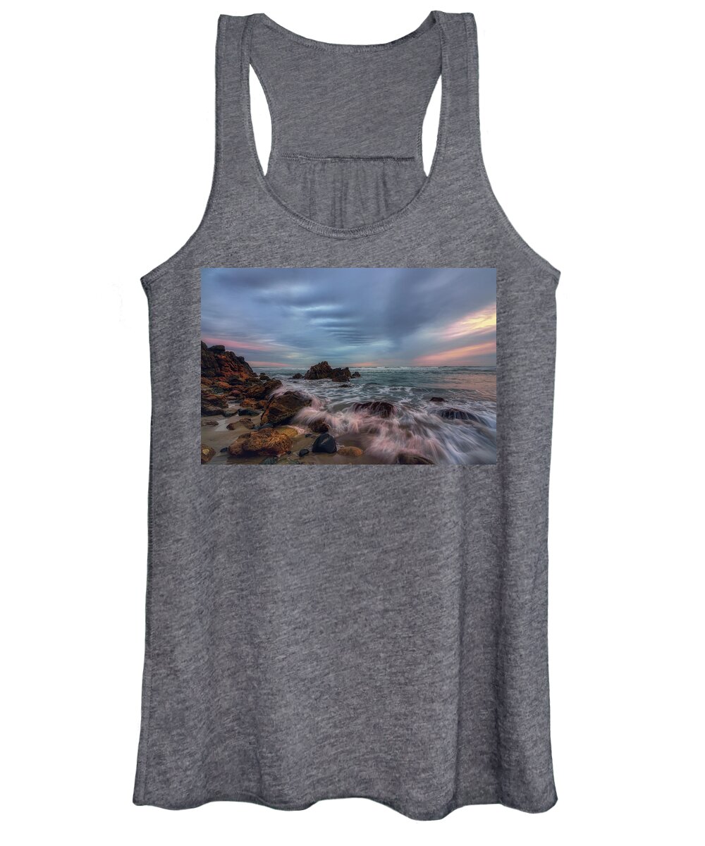 Maine Women's Tank Top featuring the photograph Splashing Waves on Marginal Way by Penny Polakoff