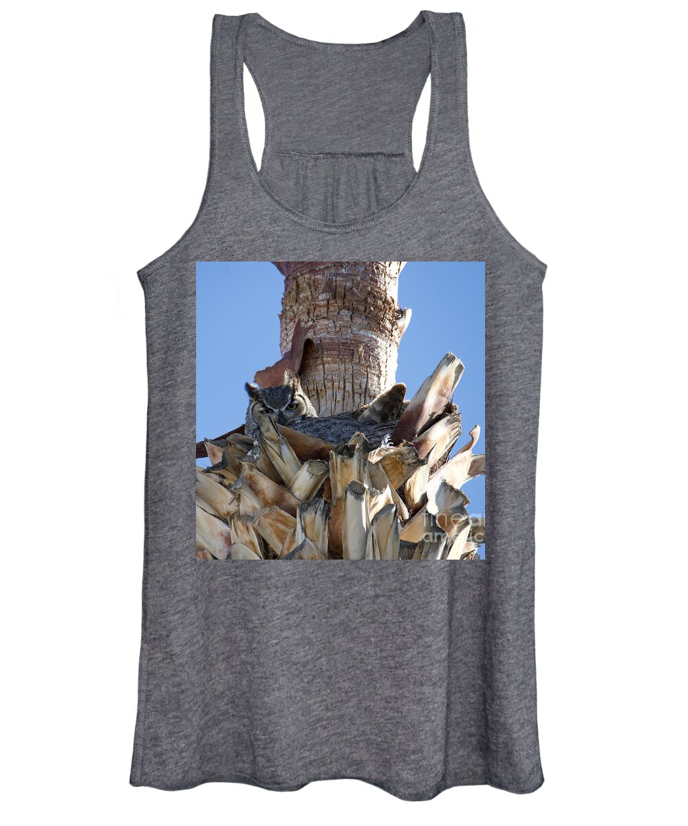 Great Horned Owl Women's Tank Top featuring the digital art Spring in the Superstitions by Tammy Keyes