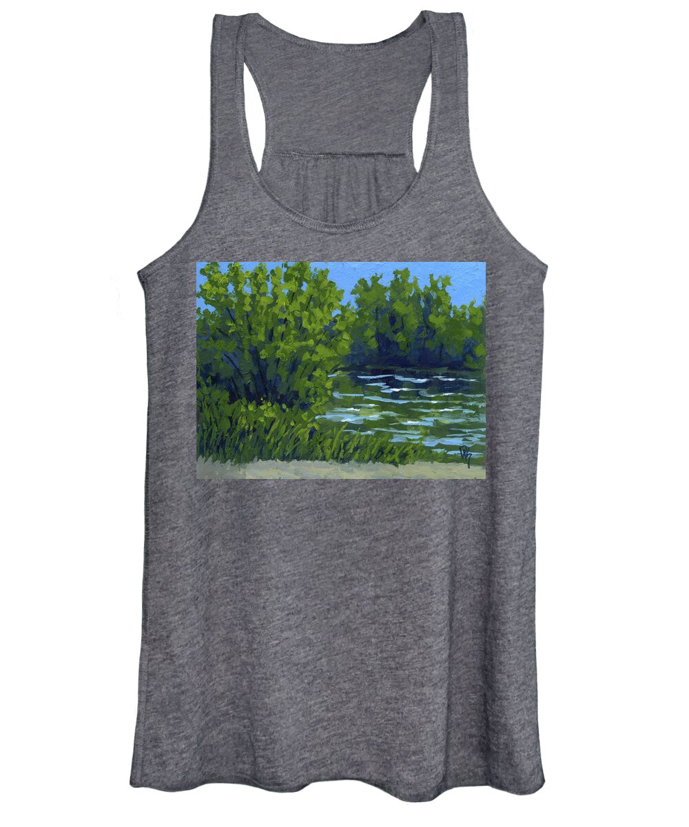Creek Women's Tank Top featuring the painting Spring on Beaver Creek by David King Studio