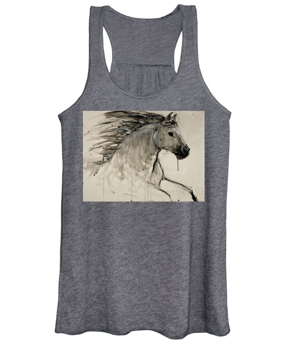 Wild Horse Women's Tank Top featuring the painting Stallion by Elizabeth Parashis